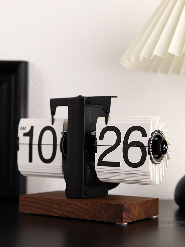 自动翻页机械时钟日历摆件轻奢桌面客厅电视柜家居高级感软装饰品