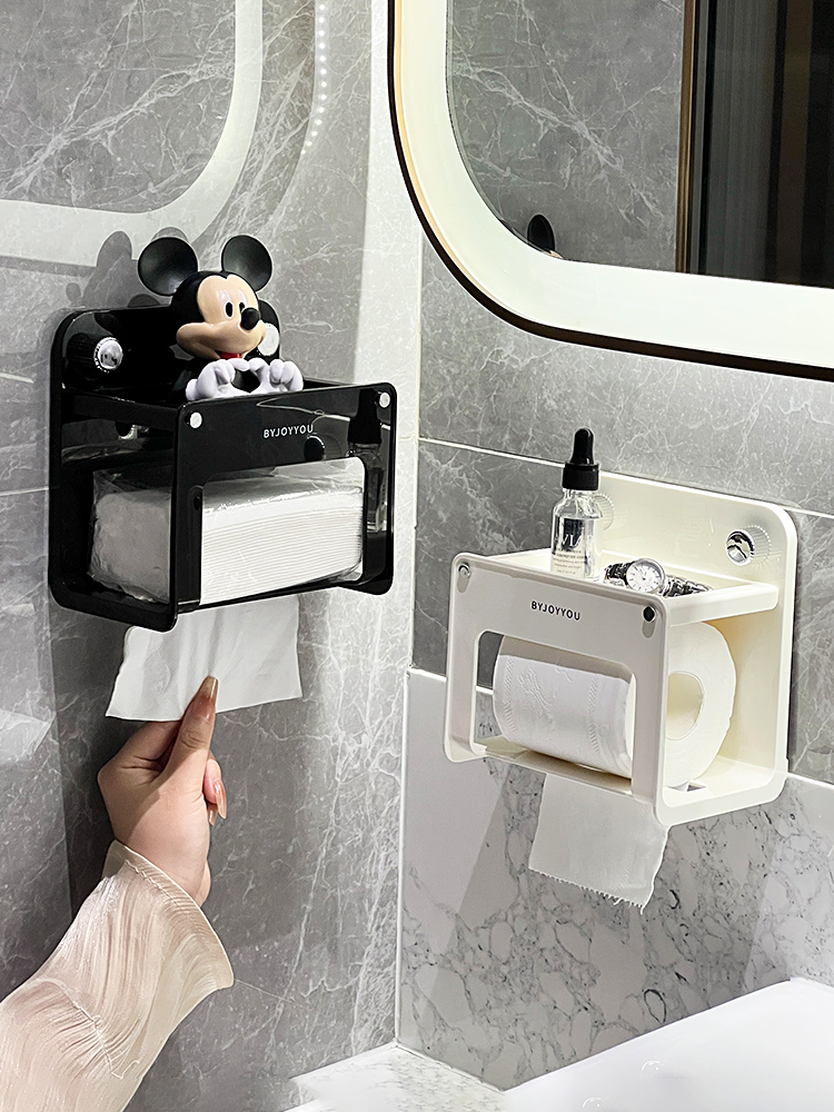 吸盘卫生间纸巾盒壁挂式高级感卫生纸厕纸洗脸巾置物架厕所卷纸架