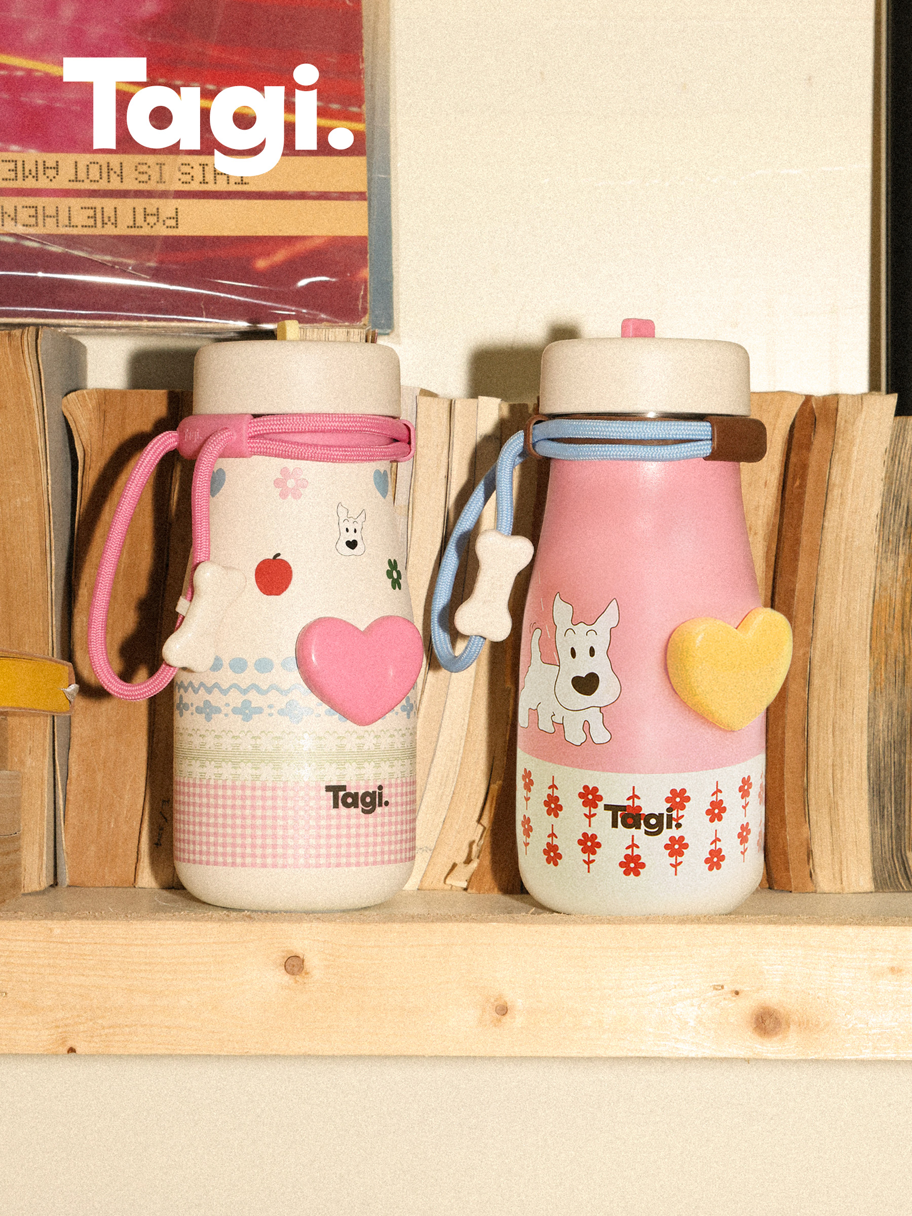 Tagi.《哈哈》怦怦爱心机灵大容量保温杯不锈钢吸管杯