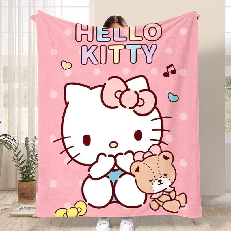 凯蒂猫毯盖腿毯空调毛毯定制法兰绒午睡沙发毯披肩办公室图案