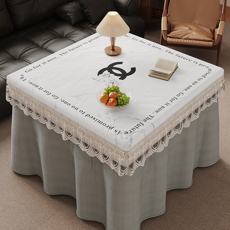 烤火桌罩套冬季绒面正方形烤火炉取暖罩家用麻将桌布新款电烤炉罩