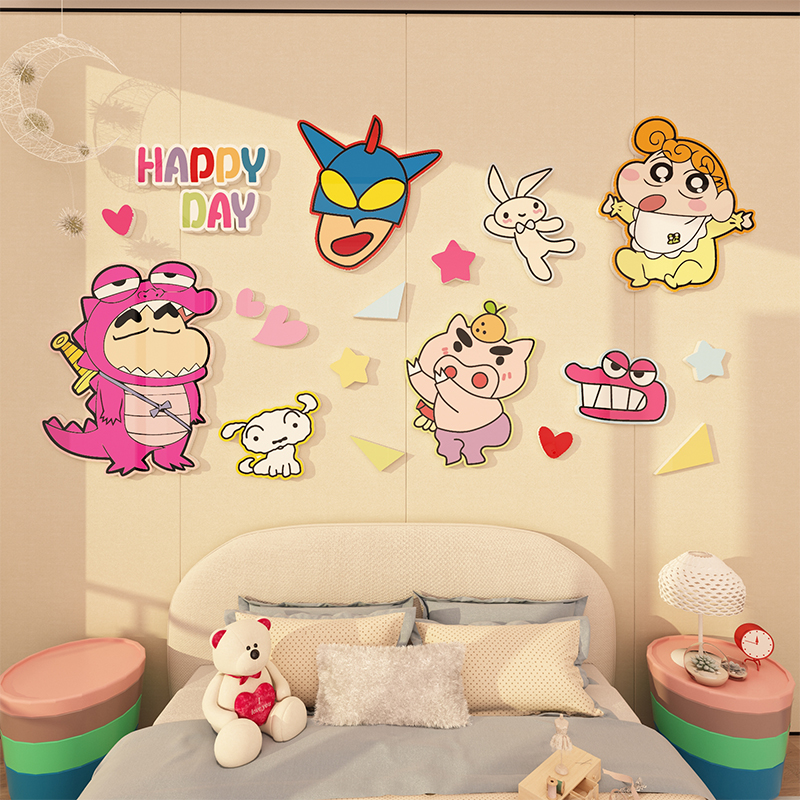 儿童房间墙面装饰卧室蜡笔小新贴纸挂画改造物件布置品PVC墙贴