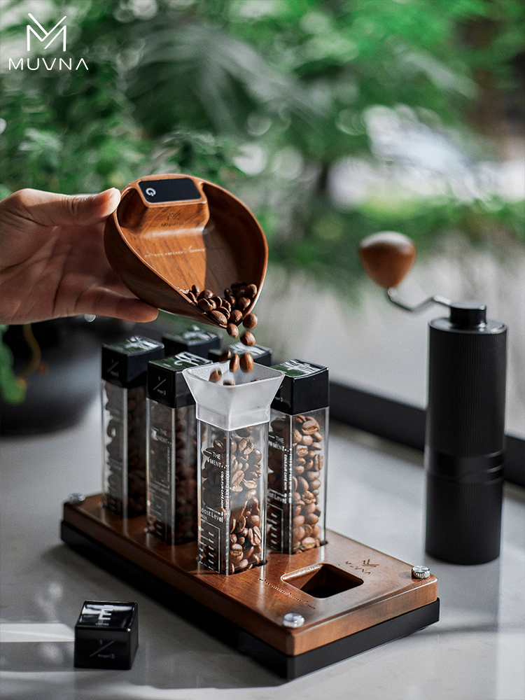 MUVNA慕威纳 胡桃木手冲电子称豆盘意式咖啡称重展示盘咖啡电子秤