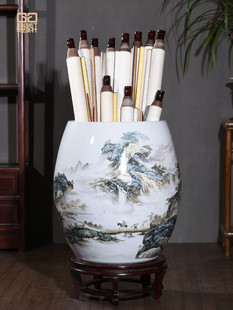 景德镇陶瓷落地大花瓶客厅中式 箭筒书画缸书房字画桶复古瓷器摆件