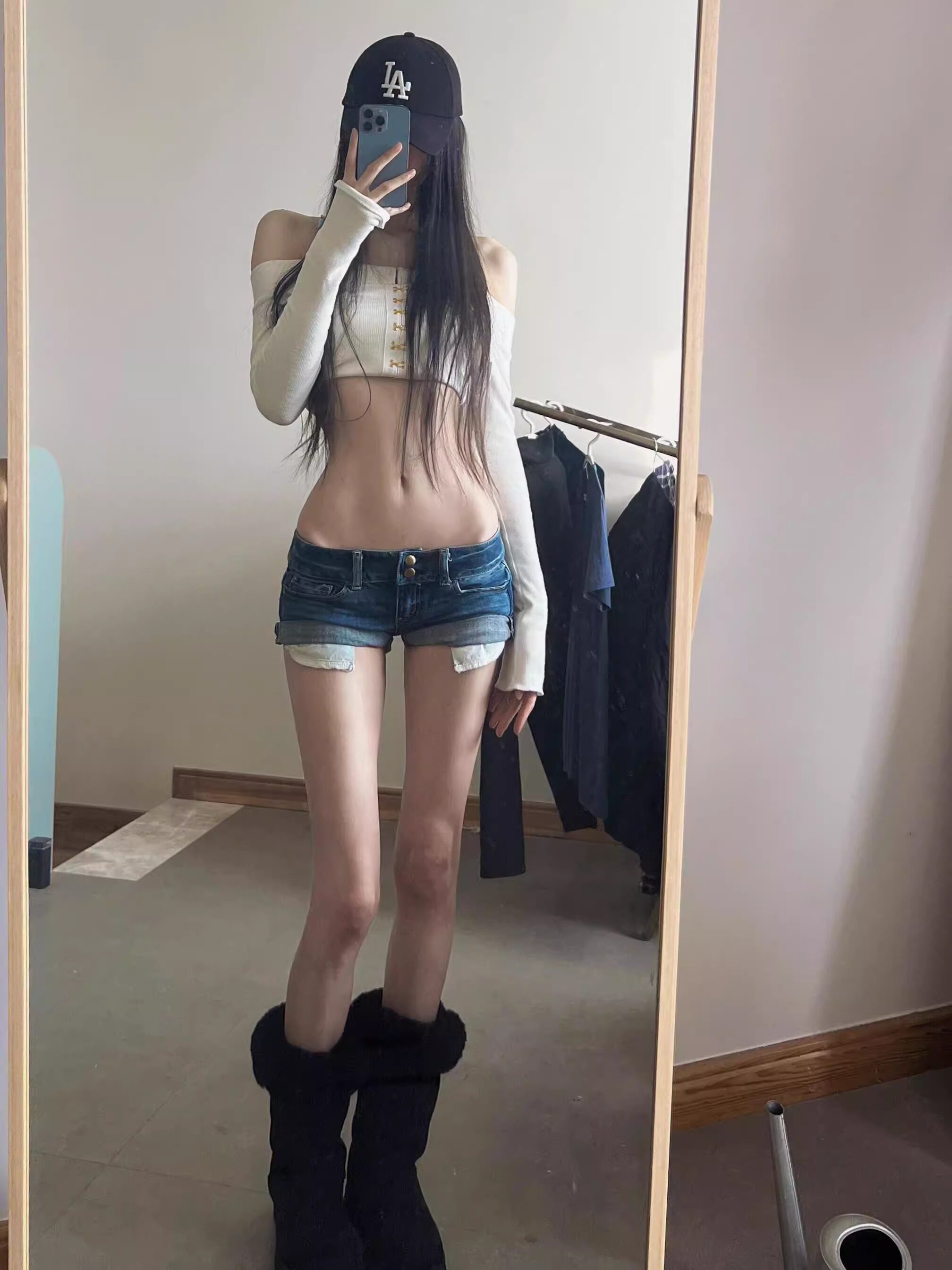 美式辣妹复古低腰牛仔超短裤夏季新款韩版修身显腿长卷边弹力热裤