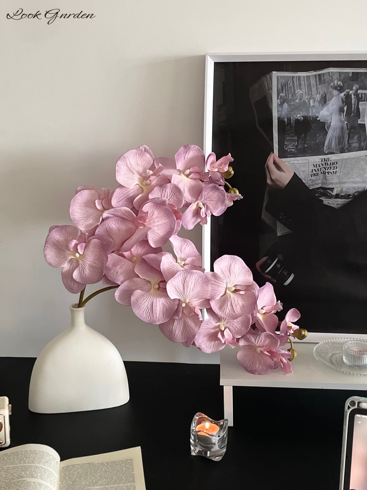 蝴蝶兰仿真花高品质花瓶花盆假花桌面摆设 ins高端插花摆件装饰品