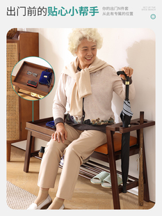 实木换鞋 柜可坐 凳家用入户门口玄关进门一体老人坐凳可储物鞋