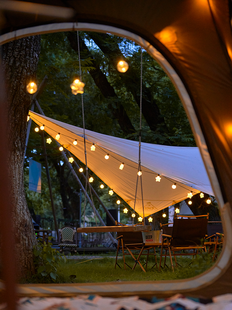 户外大圆球星星太阳能氛围灯天幕帐篷露营夜市摆摊庭院装饰灯彩灯