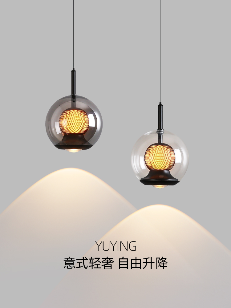 床头吊线灯2025新款意式极简轻奢可升降设计师玄关吧台单头小吊灯