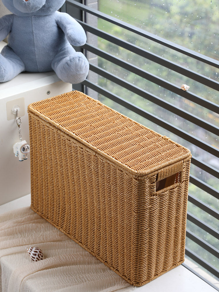 浦澜仿藤编夹缝带盖杂物收纳箱家用茶几边杂志篮洗手间缝隙杂物盒,收纳整理,收纳箱,淘宝优惠券,粉丝福利购,淘宝优惠卷