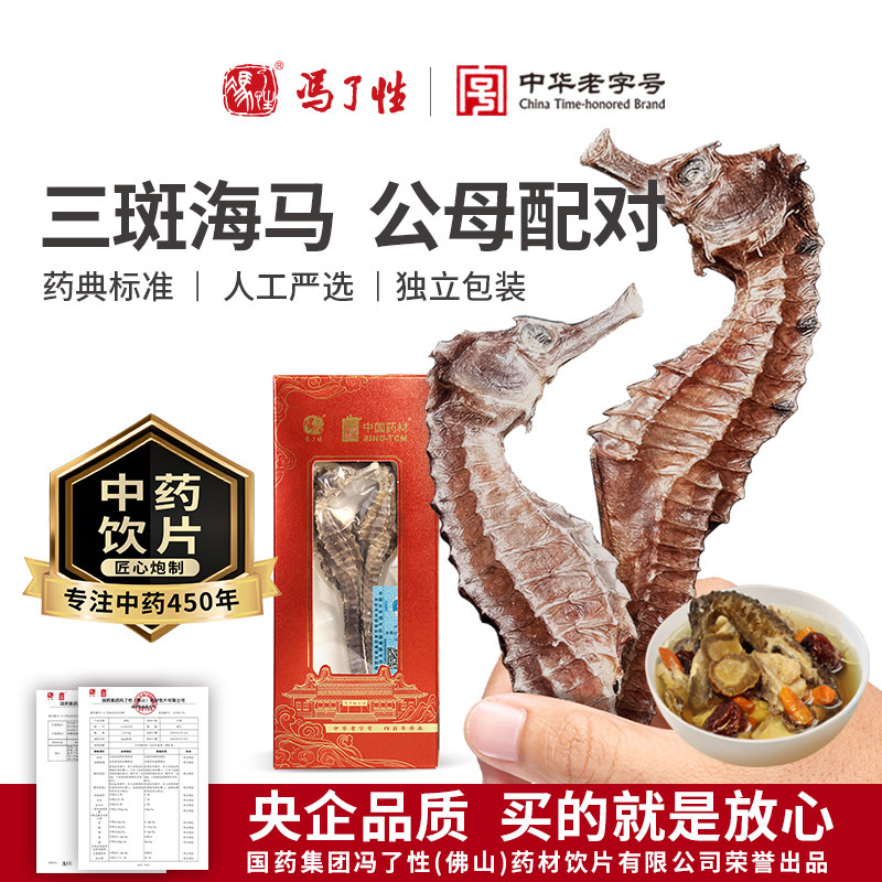 国药集团冯了性 三斑海马干一公一母田七中药材增正品泡酒高汤包图片