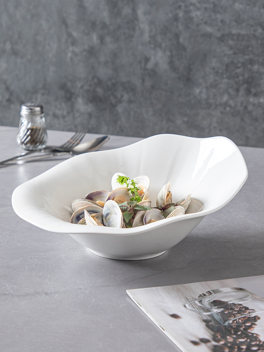 斜口汤碗陶瓷高档沙拉碗餐具简约中式冷菜盘子商用西餐汤盘创意碗,餐饮具,盘,淘宝优惠券,粉丝福利购,淘宝优惠卷