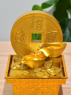 招财流水摆件免插电循环水桌面流水器吧台生财运小风水轮开业礼物