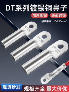 DT镀锡国标A级铜鼻子纯铜线耳接线端子大电流电缆接线头
