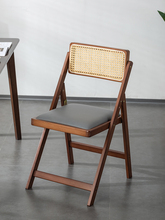 藤编折叠椅子家用餐椅实木现代简约阳台软包带靠背户外可折叠藤椅