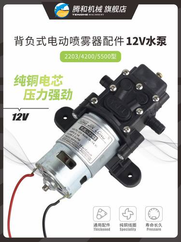 12V电动喷雾器水泵纯铜电机自吸式隔膜泵2203/4200/5500型YJL配件