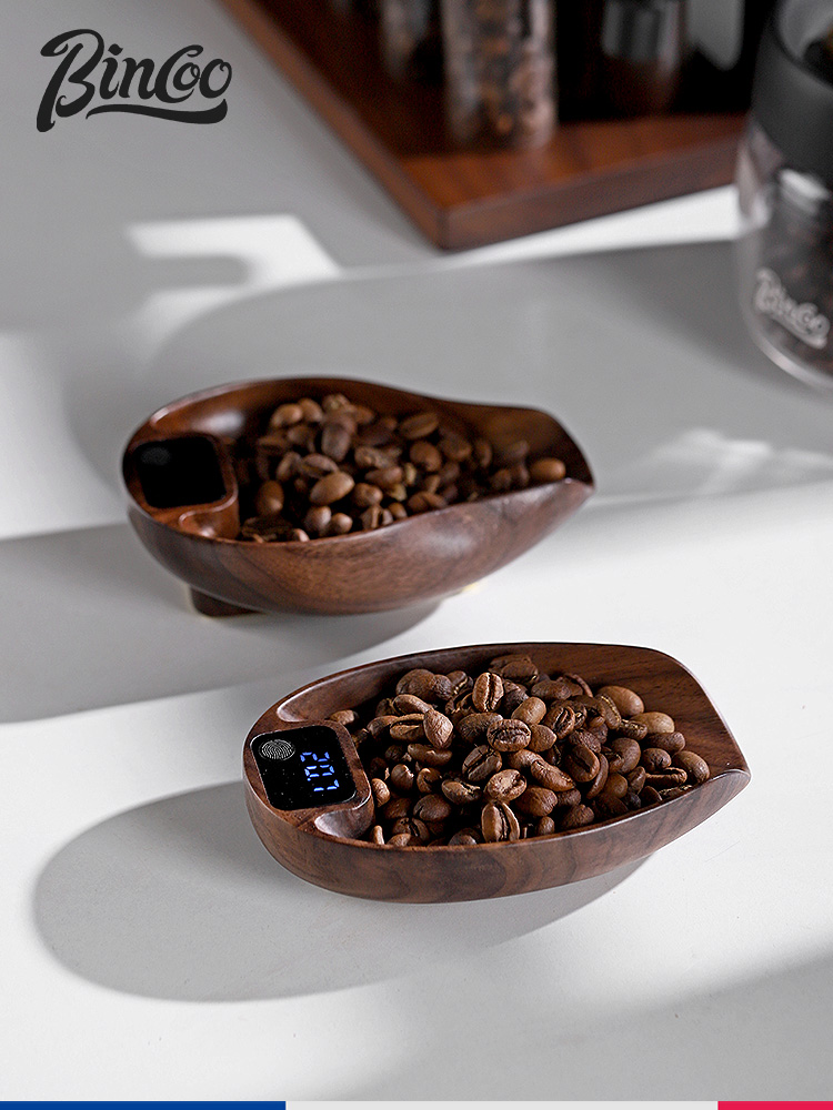 Bincoo胡桃木咖啡电子称豆盘 意式专用咖啡豆智能称重 迷你便携秤