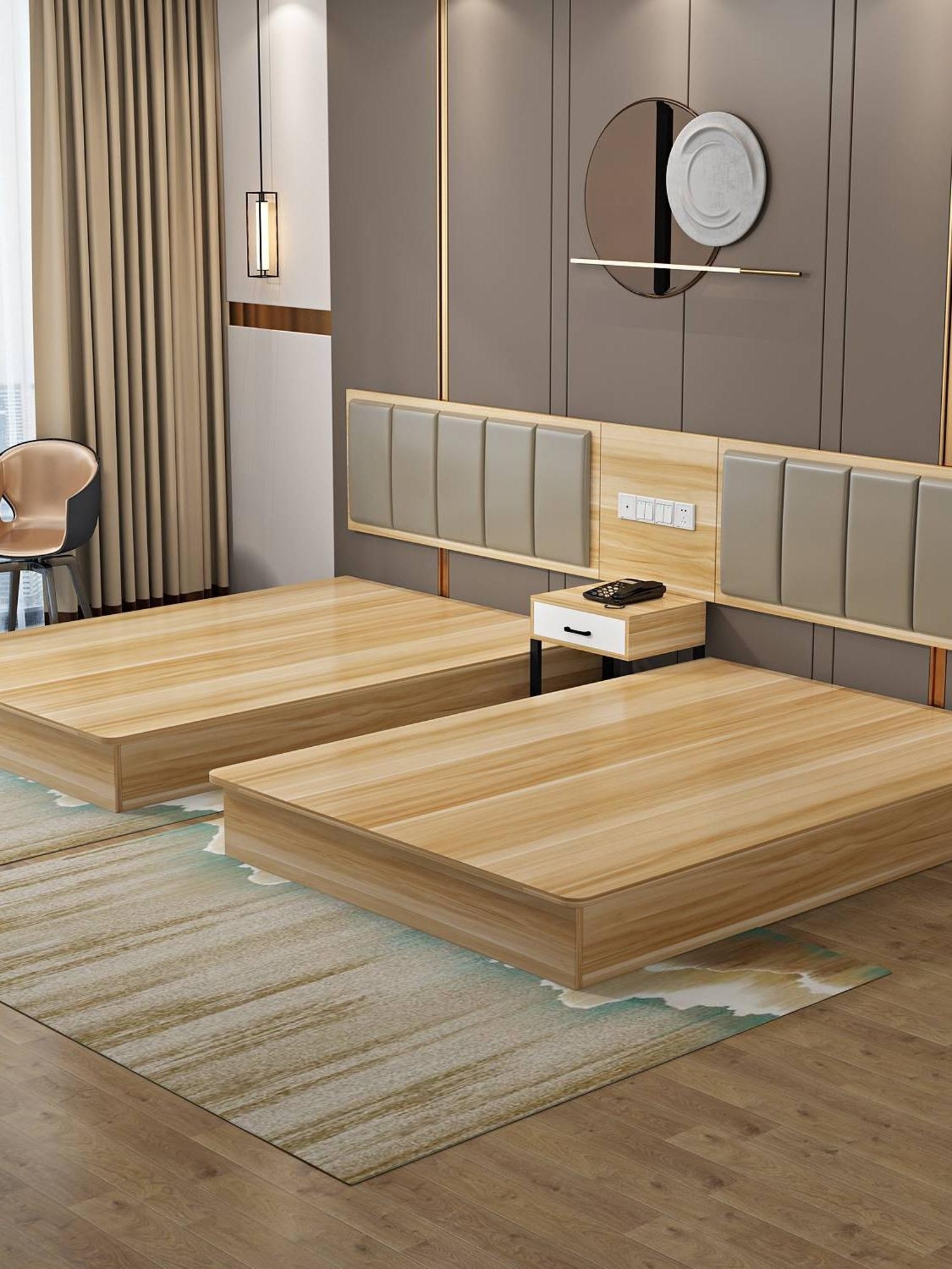 酒店床家具标间全套快捷宾馆定制床轻奢民宿单人床员工宿舍床简约