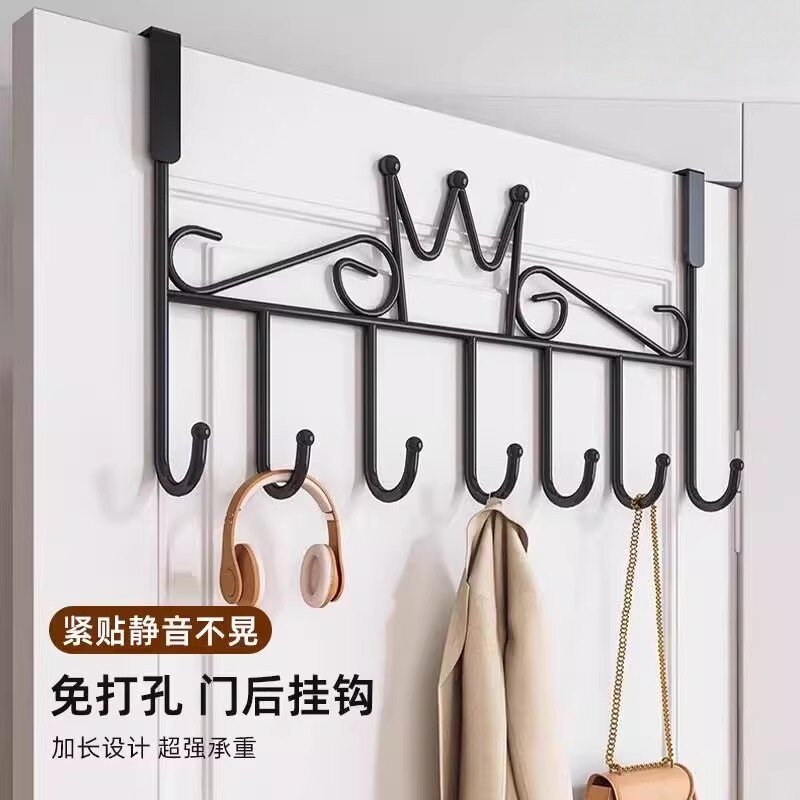 门后挂钩免打孔门上挂衣架置物架衣钩卧室厨房墙上收纳挂架衣服钩