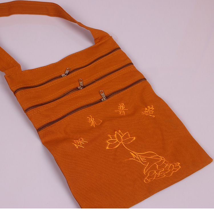 烧香斜挎包烧香拜佛僧包罗汉袋月牙居士包加厚罗汉包 旅游进香包