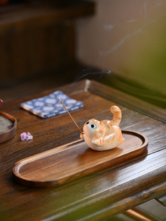 可爱小橘猫陶瓷香薰炉摆件家用室内檀香沉香线香香插香座茶宠香炉