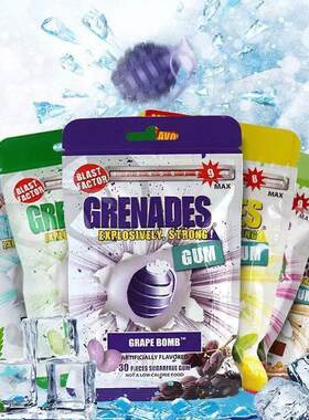 歌雷呐grenades十级超强重度薄荷糖口香糖提神10级爆珠强劲格雷呐