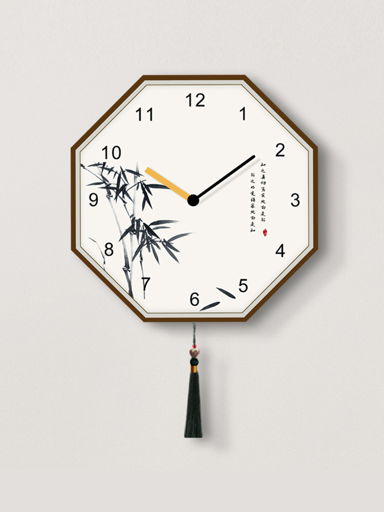 新中式中古风挂钟客厅2024新款钟表简约现代创意餐厅家用时钟挂墙