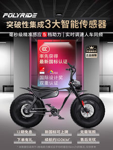 Polyride新款城市出行骑行通勤减震变速胖胎越野电助力电动自行车