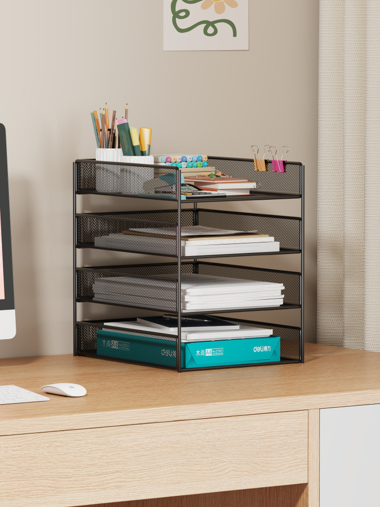 办公桌置物架文件收纳架文件架收纳盒办公用品大全桌面书架多层文