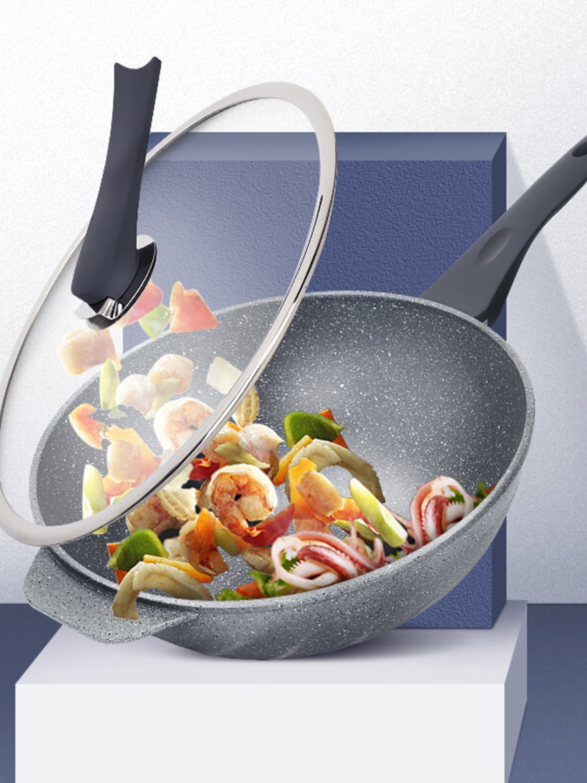 左家右厨32cm不粘锅炒锅家用炒菜锅平底锅不沾锅电磁炉燃气专用锅