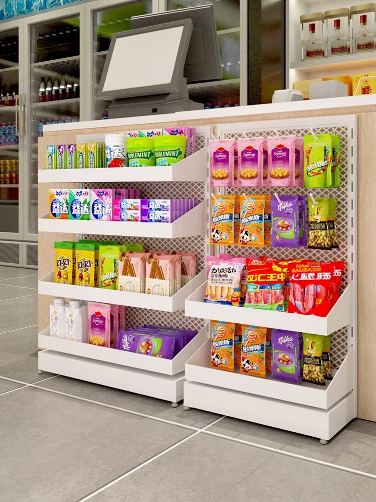 超市收银台前小型多层置物便利店前台口香糖零食网红展示架小货架