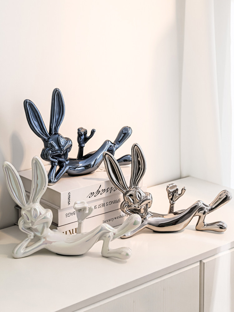 网红卡通兔子摆件轻奢家居客厅电视柜酒柜入户玄关创意装饰高级感,家居饰品,装饰摆件,淘宝优惠券,粉丝福利购,淘宝优惠卷