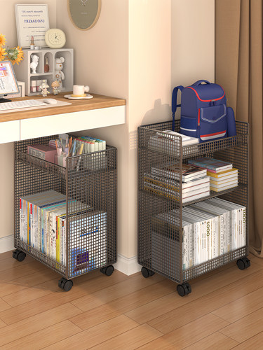 桌下置物架落地书桌旁可移动小推车办公室学生教室书本收纳架书架