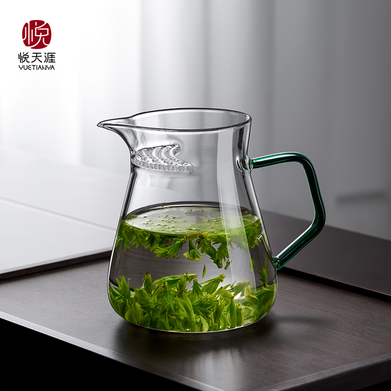 耐高温玻璃月牙公道杯家用茶水分离泡茶器过滤茶漏茶杯茶具配件