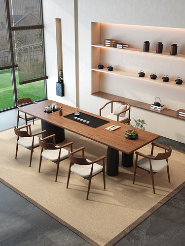 实木茶桌大板茶台侘寂风现代简约客厅家用办公室功夫泡茶桌组合