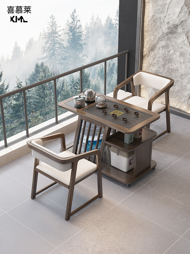 阳台茶桌移动小茶台茶几实木家用新款高端办公室桌小型茶桌椅组合