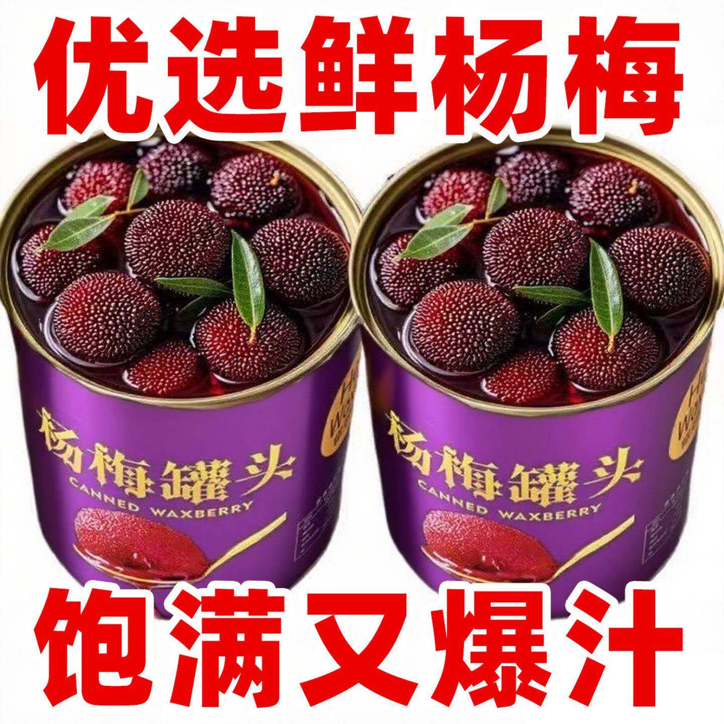 杨梅罐头杨梅罐头220克*2瓶大罐新鲜现鲜果水果罐头玻璃瓶装商用