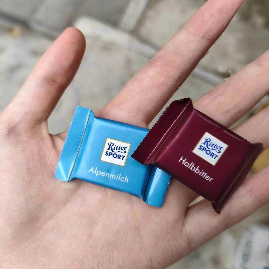 德国进口RitterSport瑞特斯波德牛奶巧克力纯可可脂排块散装100g
