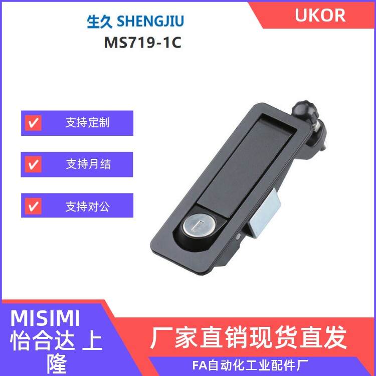 上海替生久柜锁SJshengjiu配电柜柜锁 平面锁 MS719-1C-2C