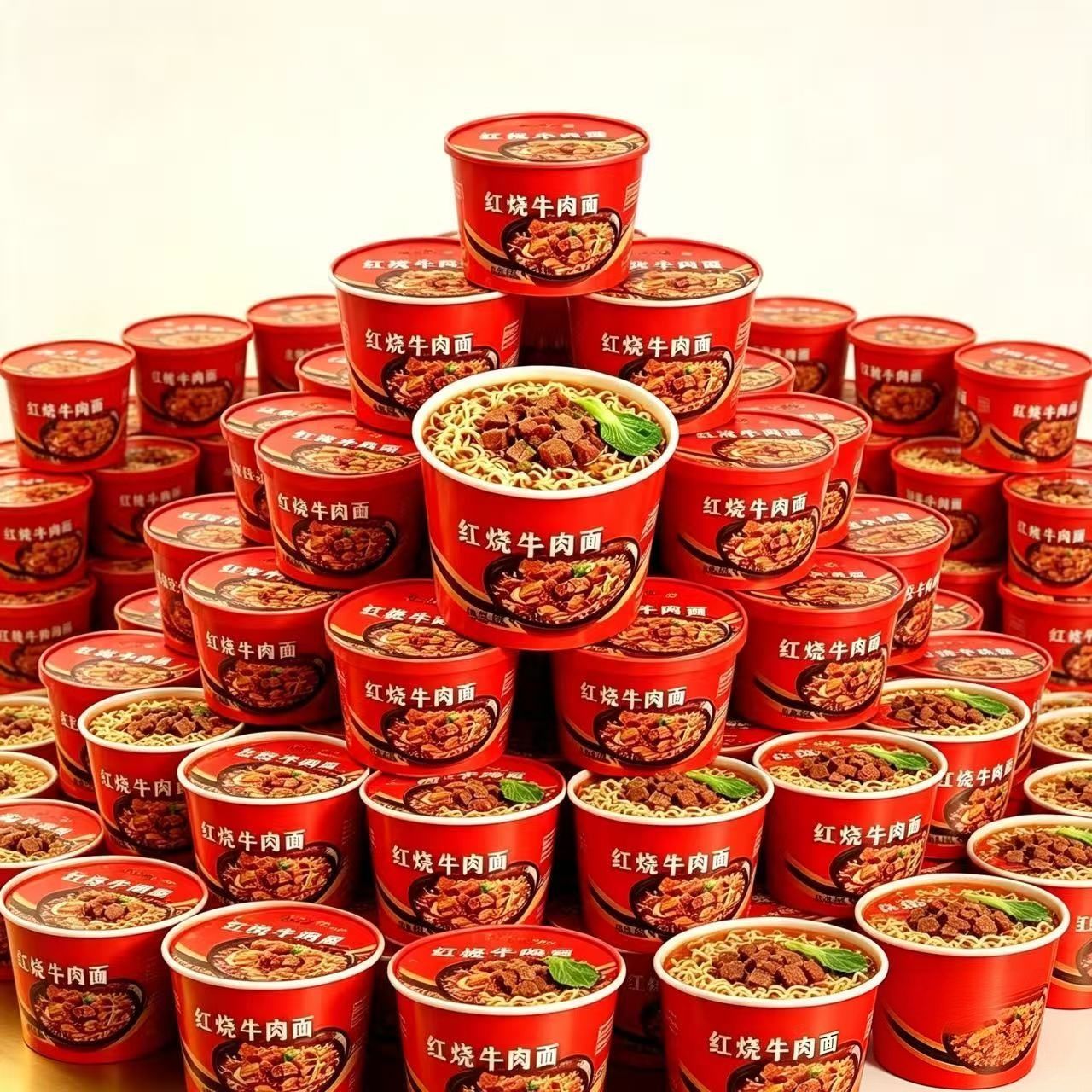 6桶经典红烧牛肉面泡面爽口劲道桶装免煮方便面速食整箱夜宵