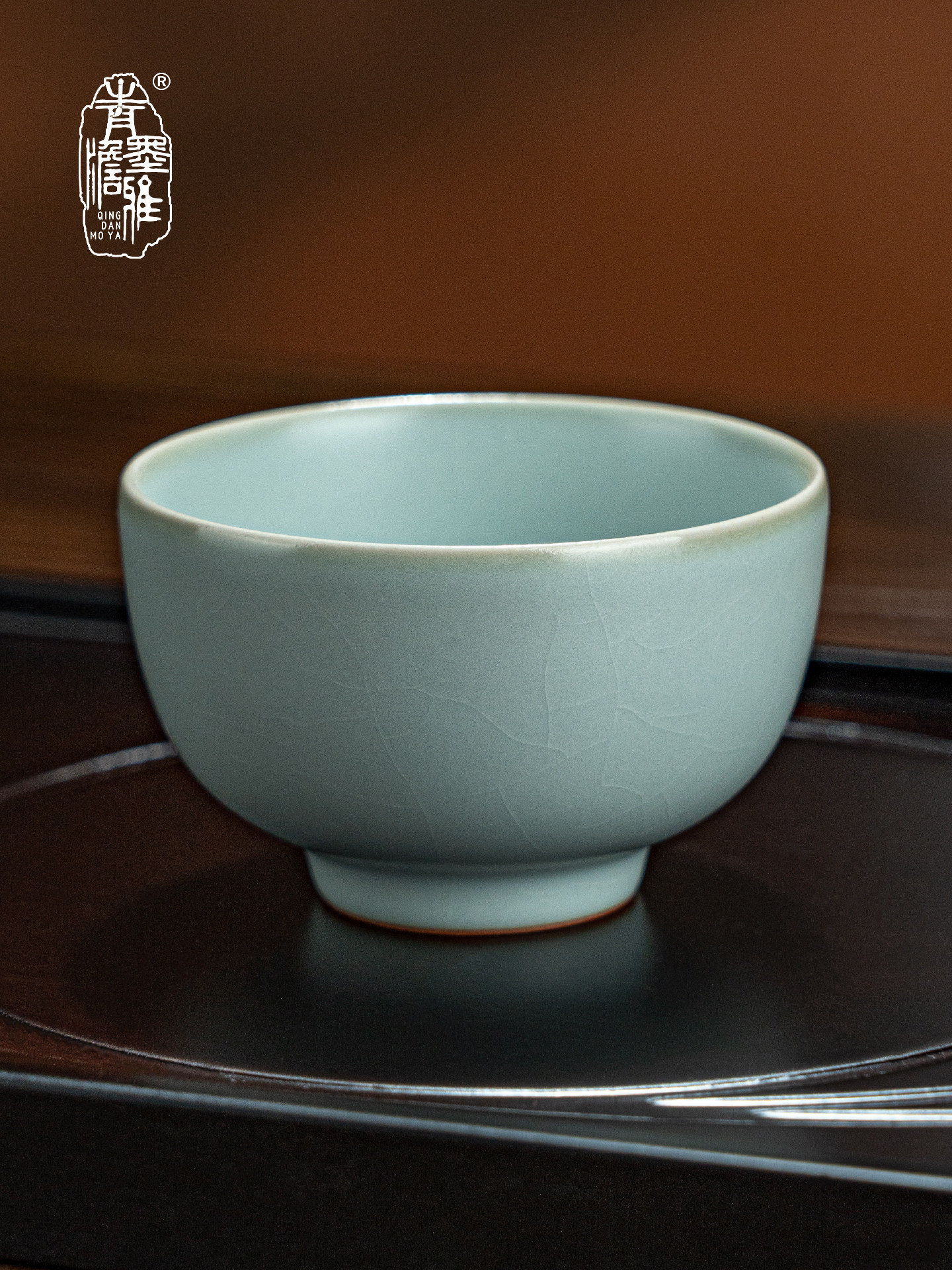 青澹汝窑功夫茶杯主人杯陶瓷景德镇汝瓷茶具天青品茗杯开片冰裂釉