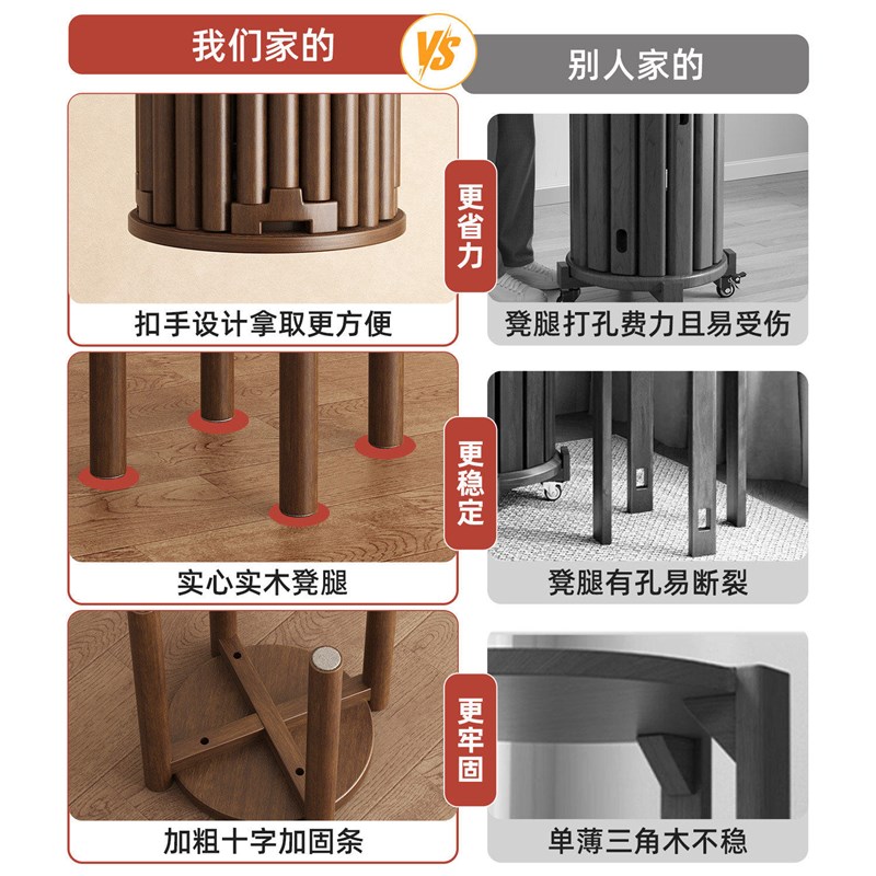 实木凳子家用可叠放组合凳叠叠乐凳子备用凳餐桌凳可堆叠收纳圆凳