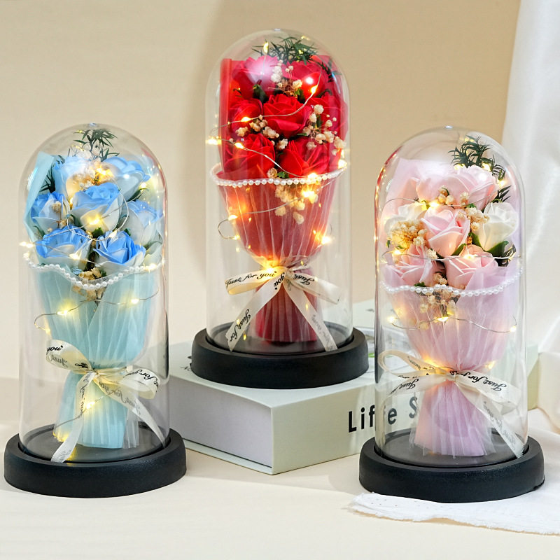 母亲节礼物玫瑰香皂花永生花束干燥花满天星伴手礼生日创意礼品女