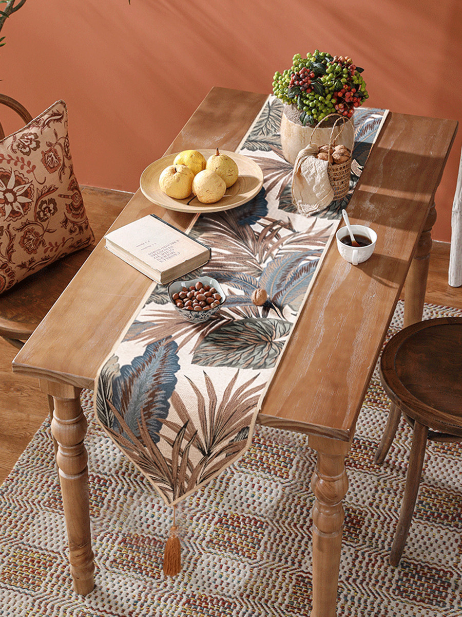 桌旗美式复古防滑客厅电视柜子盖布法式现代轻奢高端茶桌垫布定制