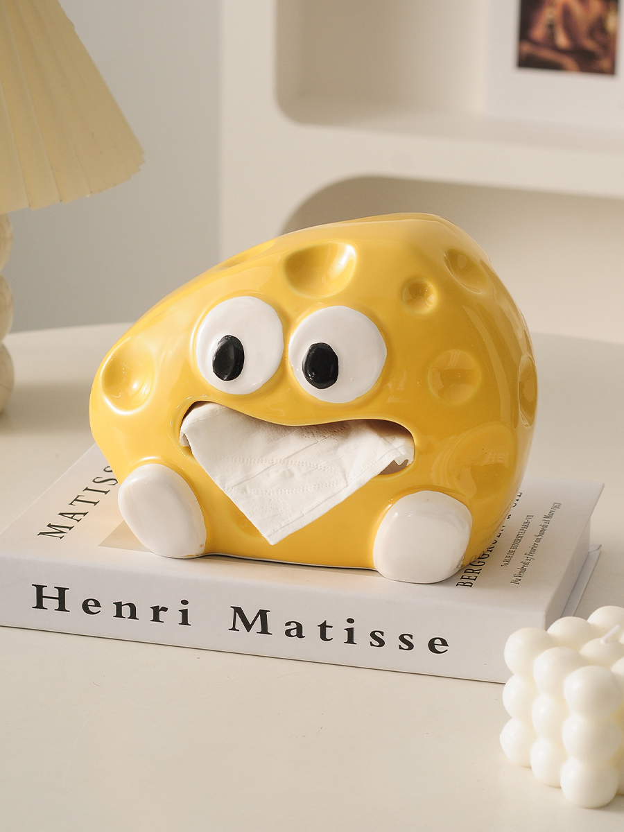 奶酪创意陶瓷纸巾盒抽纸盒子家用客厅茶几桌面餐巾纸盒轻奢高级感