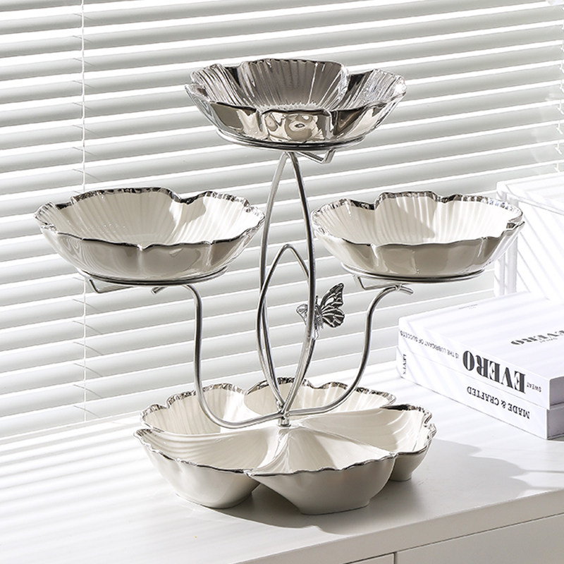 网红多层水果盘轻奢果盘家用客厅茶几干果盘糖果零食摆放盘甜品台