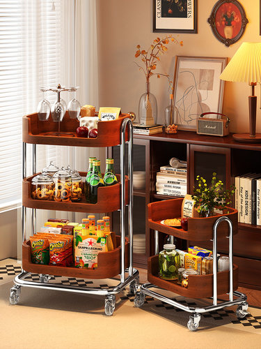 中古小推车零食置物架客厅可移动沙发储物边几柜厨房果蔬收纳架子