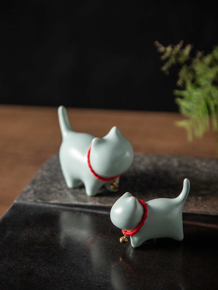 汝窑萌小猫可爱茶宠摆件精品可养陶瓷茶道茶玩茶盘桌面摆件小饰品,餐饮具,茶宠摆件,淘宝优惠券,粉丝福利购,淘宝优惠卷