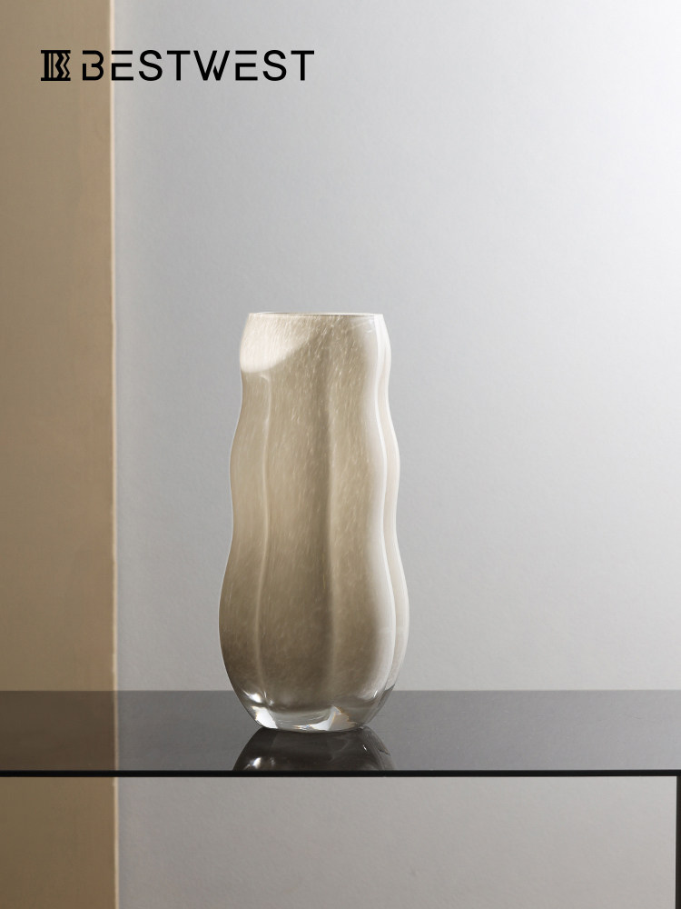 花瓶轻奢高级感摆件客厅插花玻璃中古鲜花荷花专用精致小众餐桌