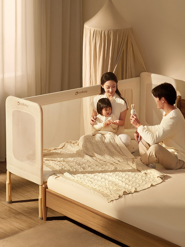 coolbaby一体式拼接床婴儿床边加宽儿童床大人可睡加高护栏可升降